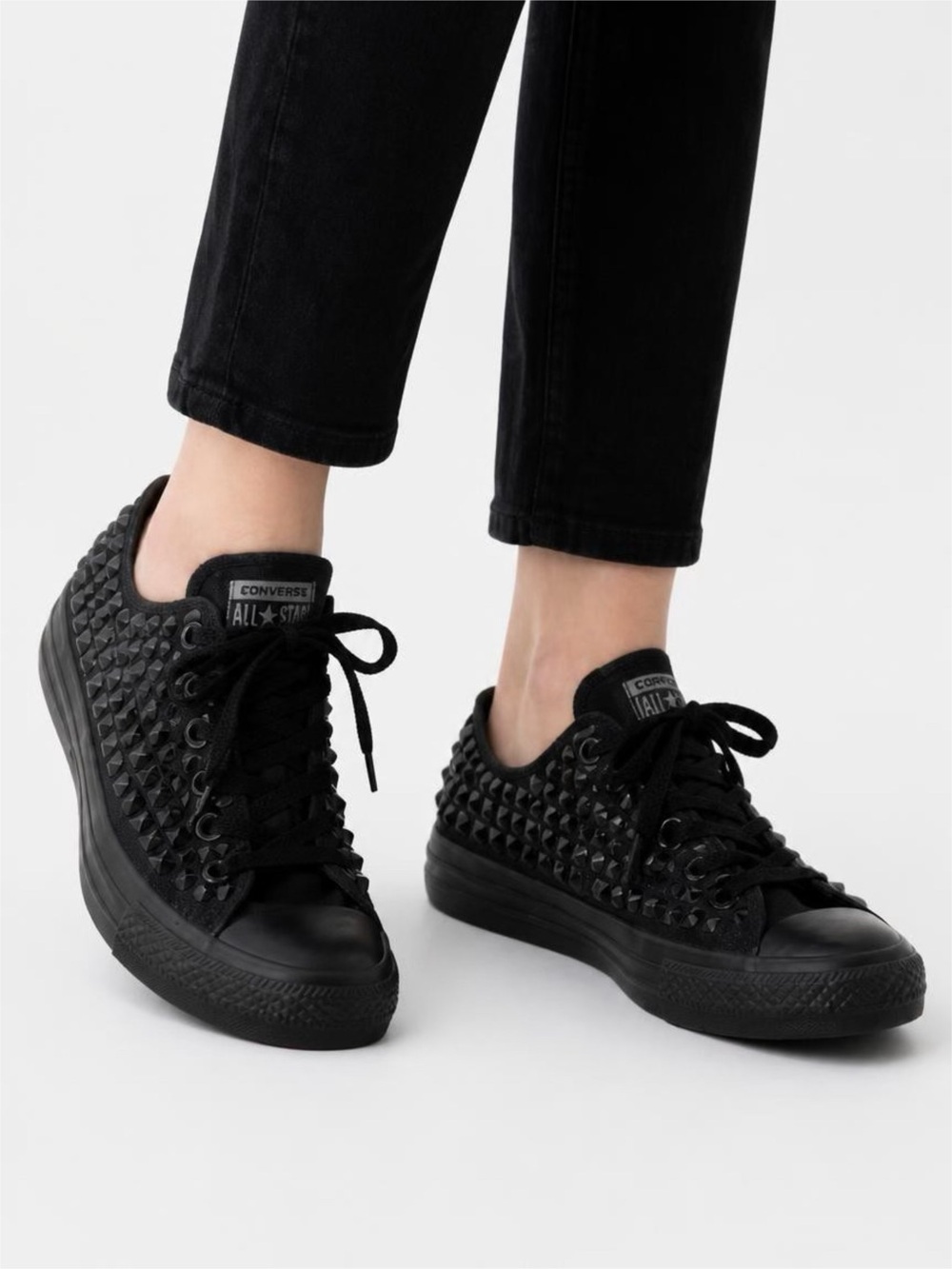 Converse Women's Black Studded Low Top Sneakers